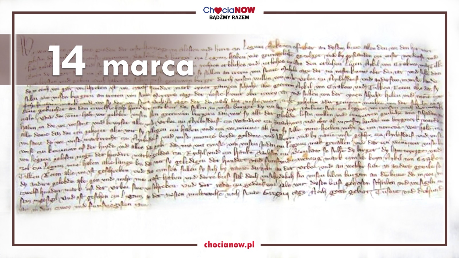 14 marca, najstarszy dokument o Chocianowie 